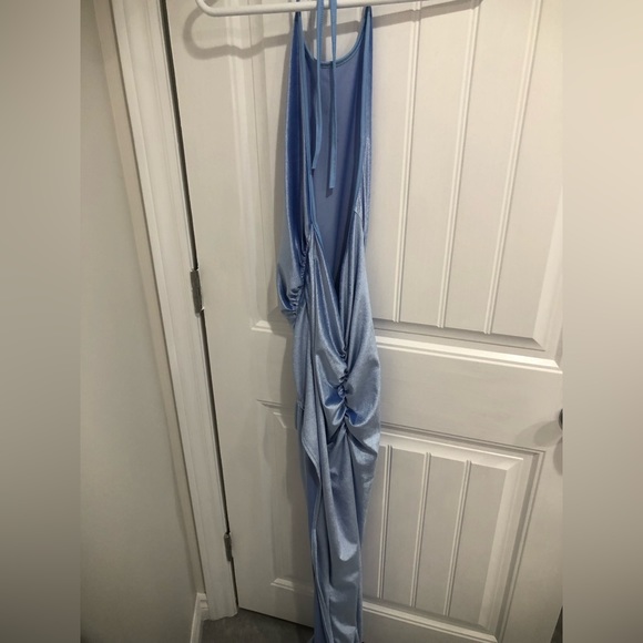 Zion Ruched Maxi Dress in Baby Velvet Blue - Picture 4 of 5